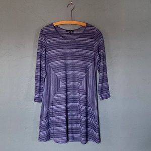 Comfy USA Purple Striped Stretchy Tunic Top Shirt Casual Comfortable